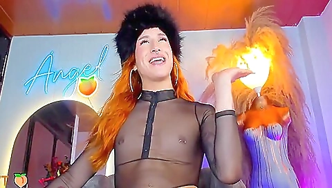 Red-haired angel with small tits rides her big cock