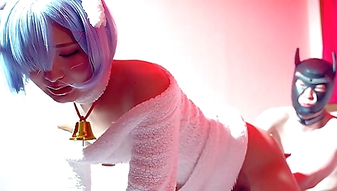 Japanese chick is masturbating and showing off her boobs