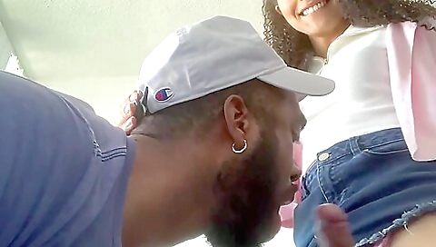 Ebony Shemale gets deepthroat blowjob and gets her pussy fucked