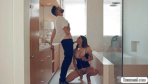 Sexy brunette fucks his big natural ass in a kinky way